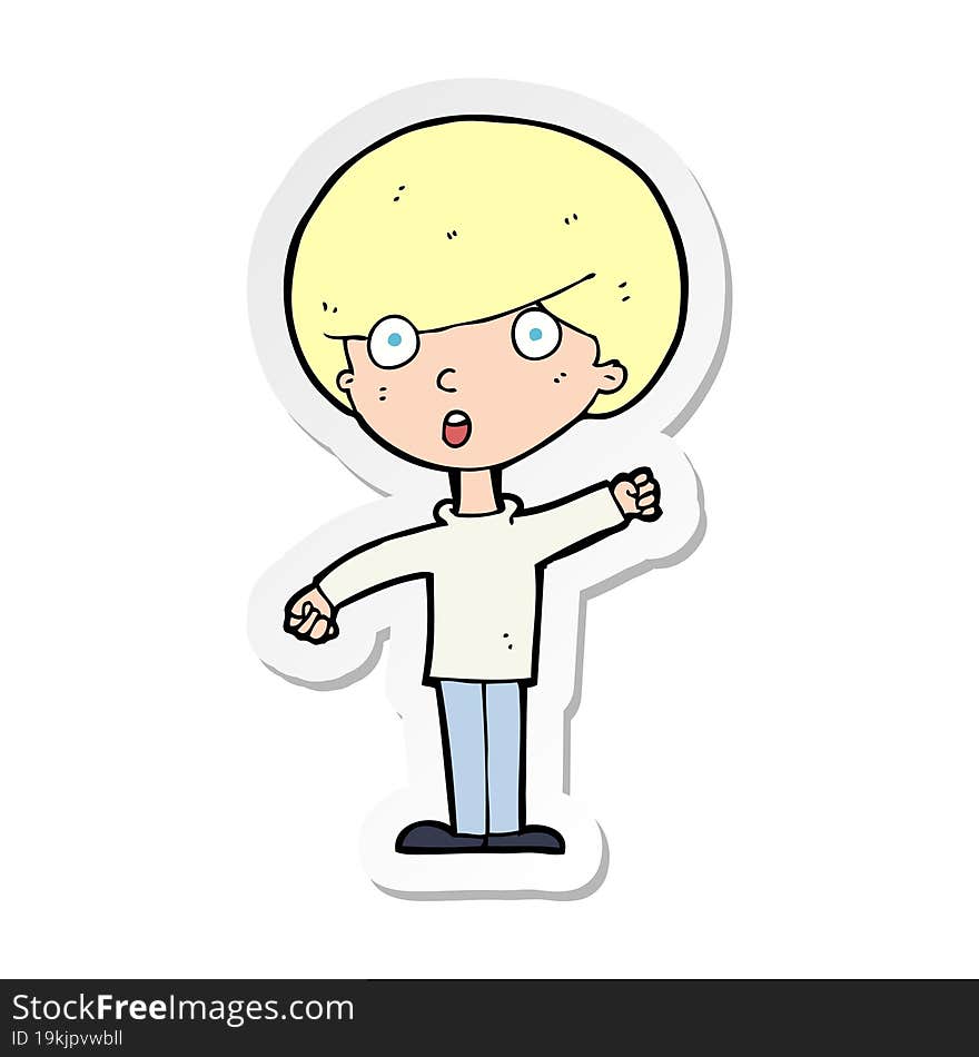 Sticker Of A Cartoon Shocked Boy