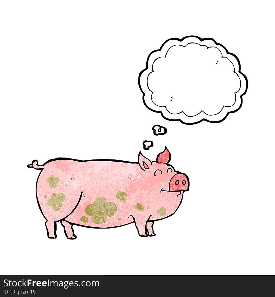 thought bubble textured cartoon muddy pig