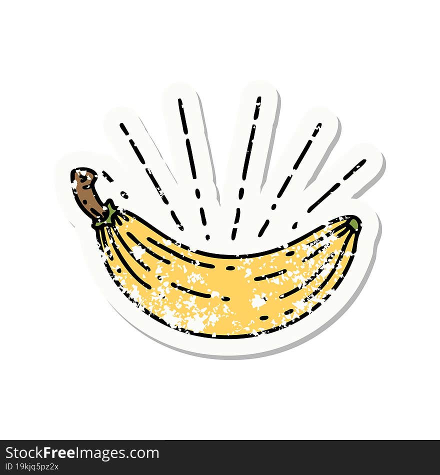 grunge sticker of tattoo style banana