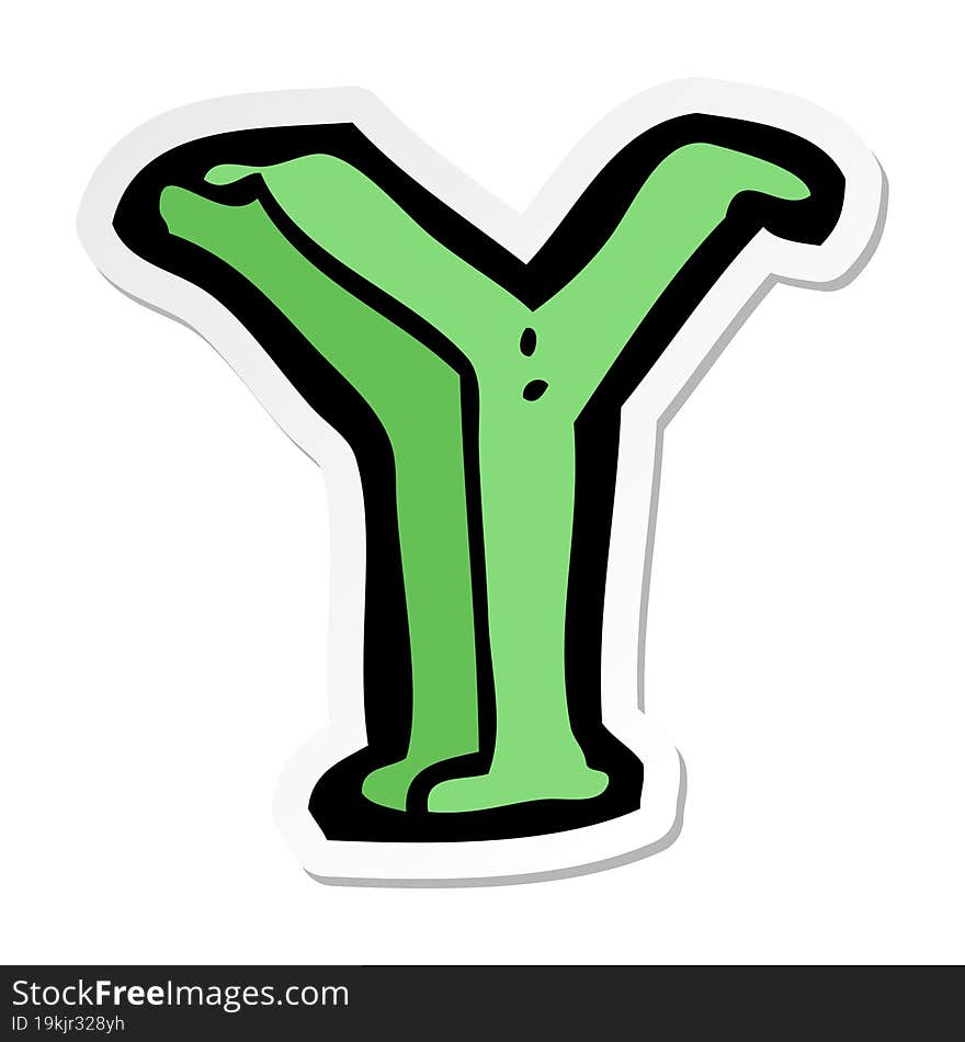 sticker of a cartoon letter Y