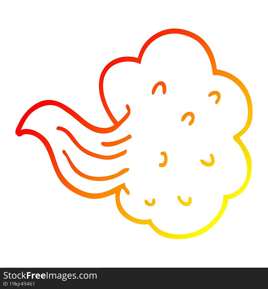 Warm Gradient Line Drawing Cartoon Gust Of Air