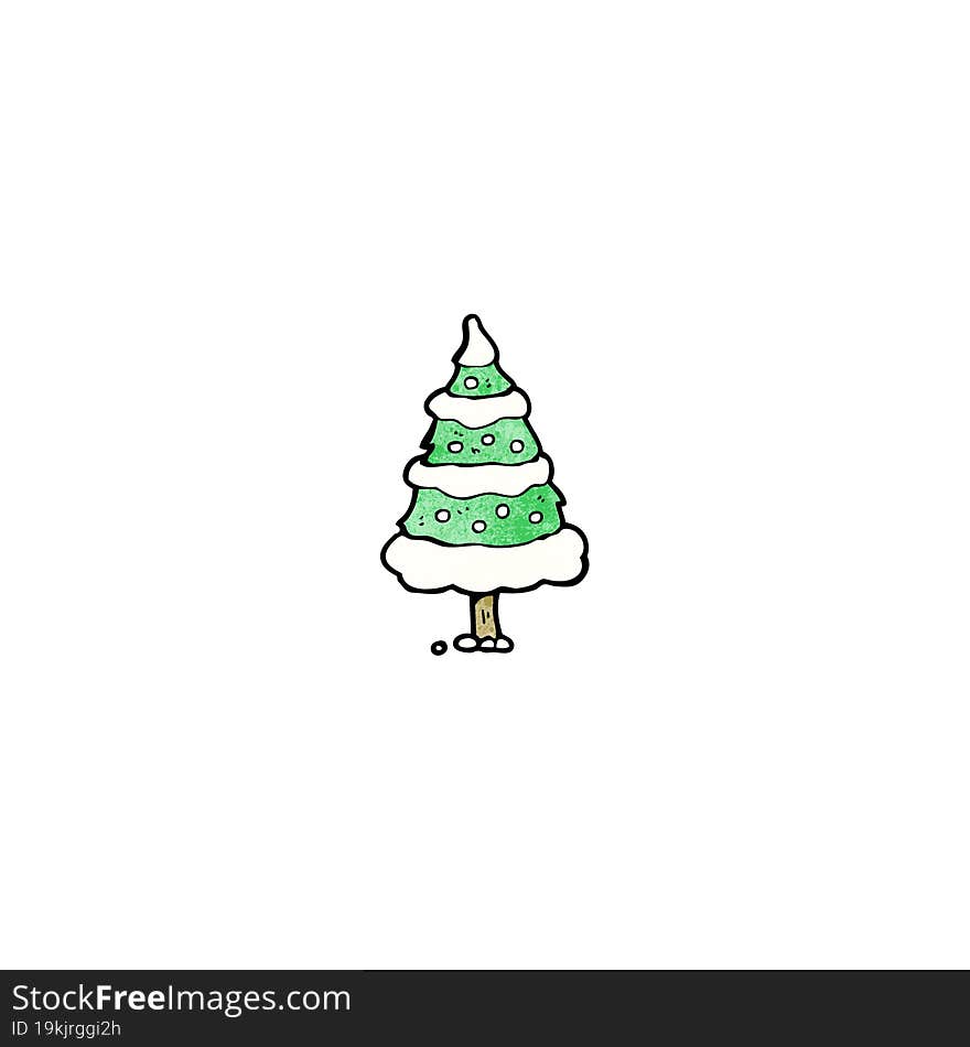 cartoon snowy christmas tree