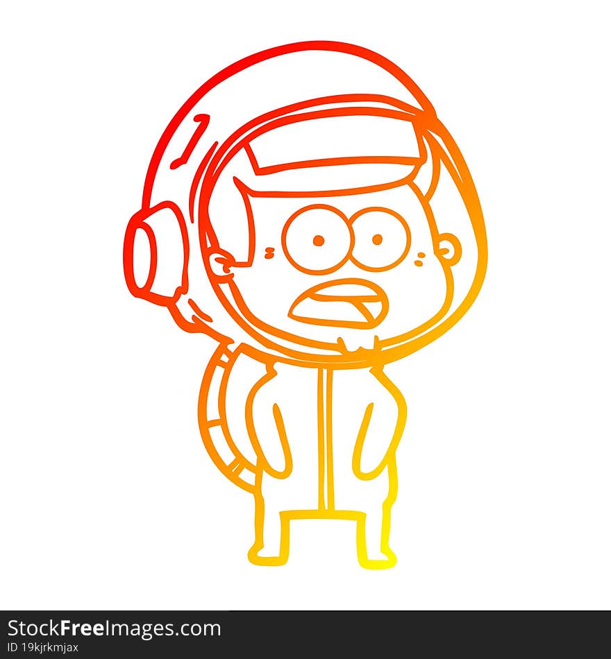 warm gradient line drawing cartoon surprised astronaut