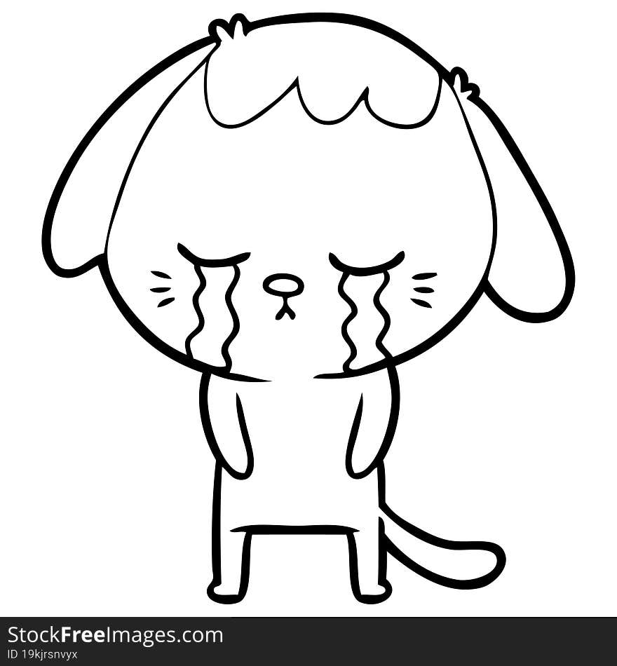 cute puppy crying cartoon. cute puppy crying cartoon