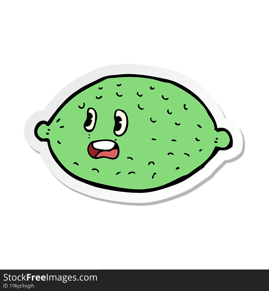 sticker of a cartoon lime