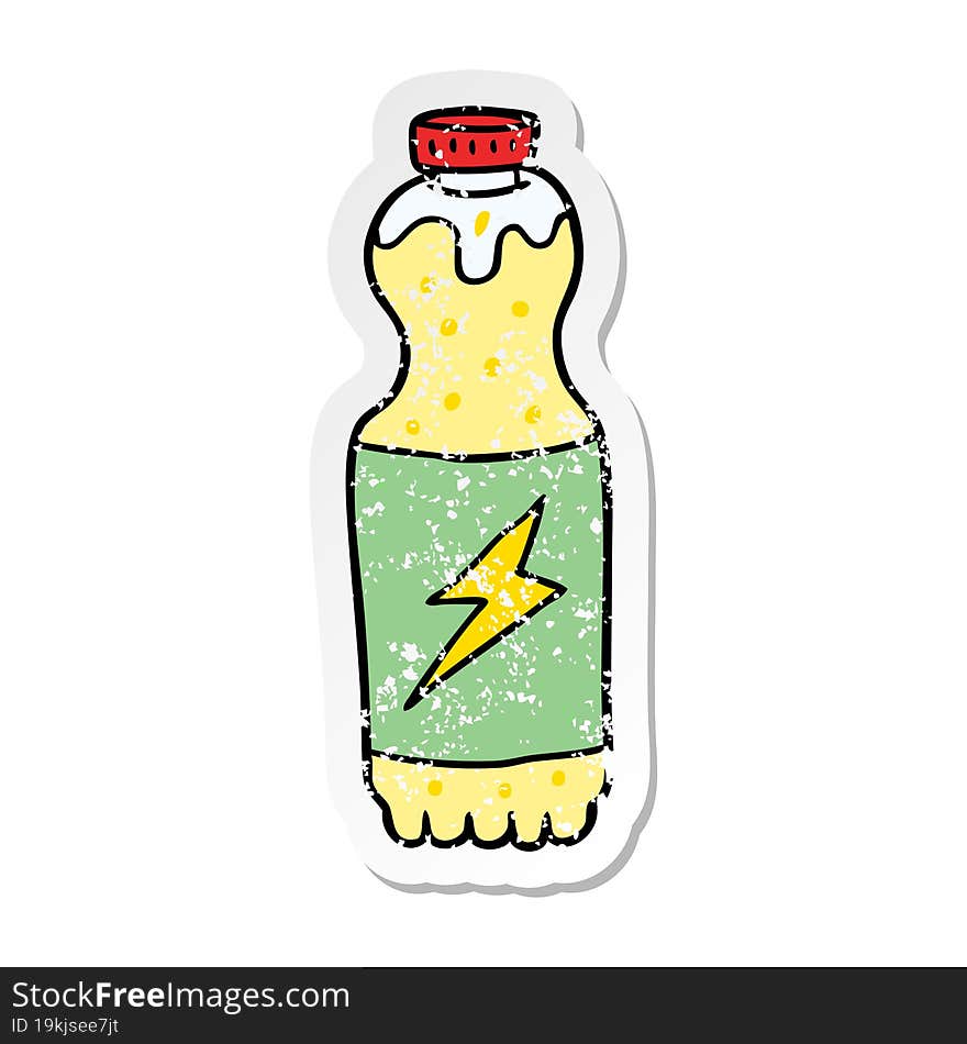 Distressed Sticker Of A Cartoon Soda Bottle