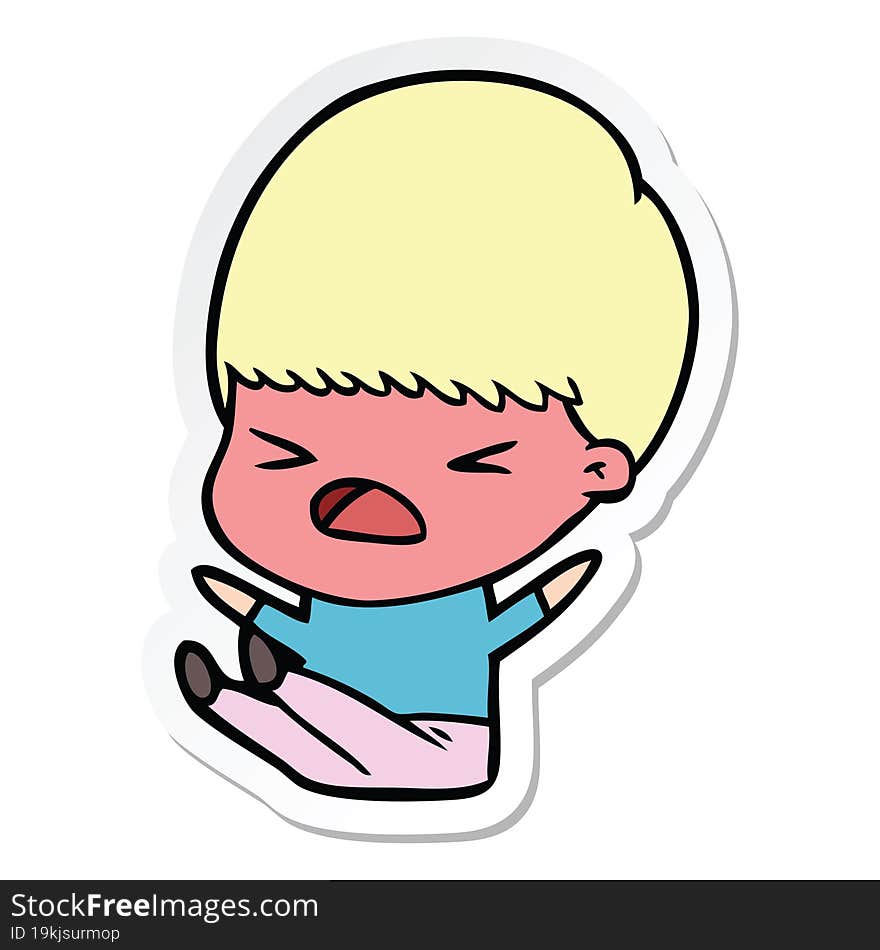 Sticker Of A Cartoon Stressed Man