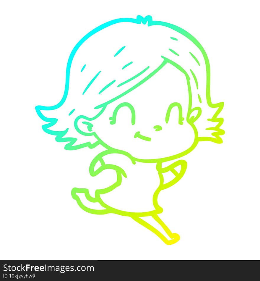 cold gradient line drawing cartoon friendly girl