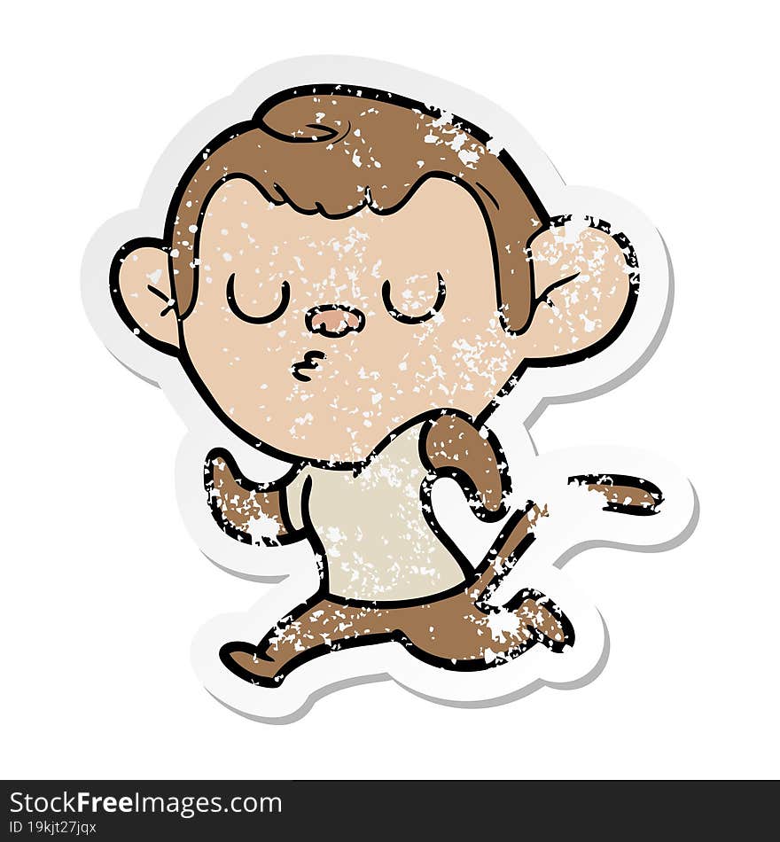 distressed sticker of a cartoon monkey