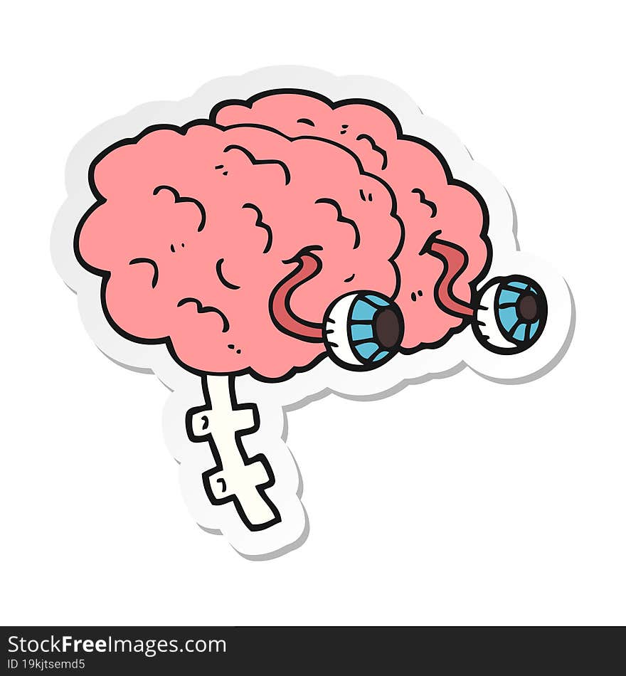 sticker of a cartoon brain