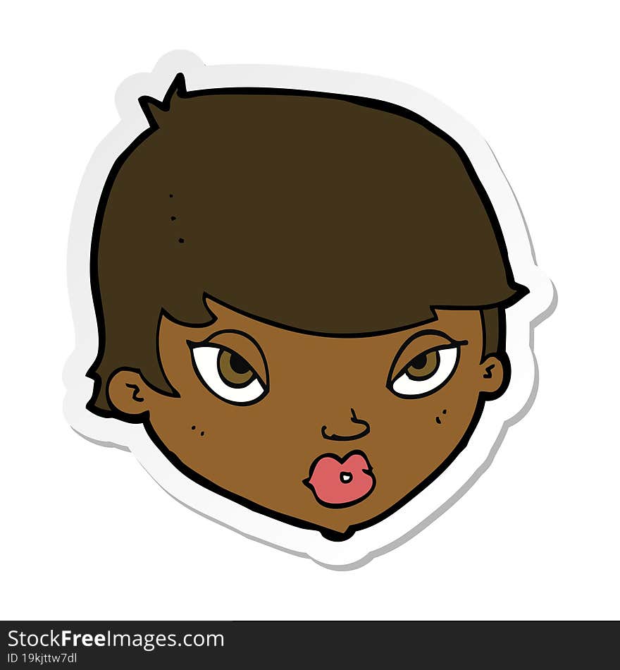 sticker of a cartoon unimpressed woman