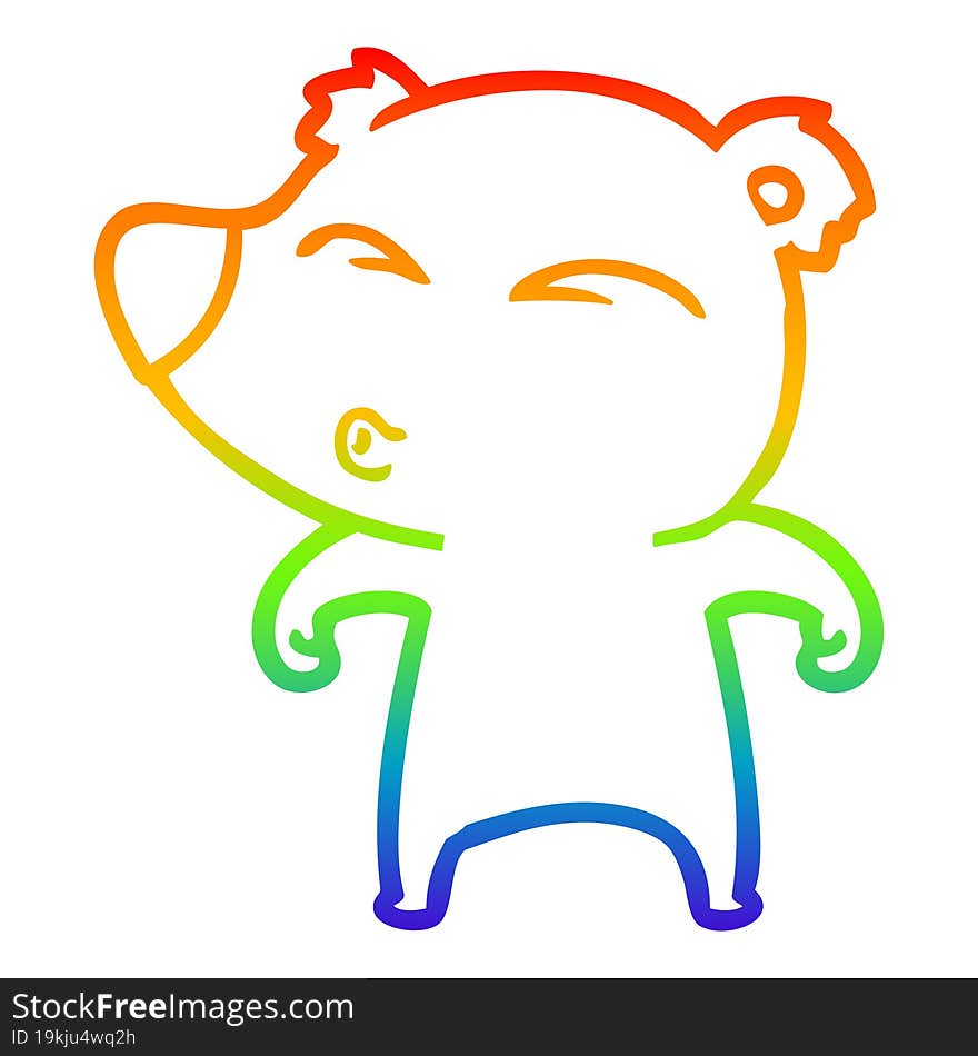 rainbow gradient line drawing cartoon whistling bear