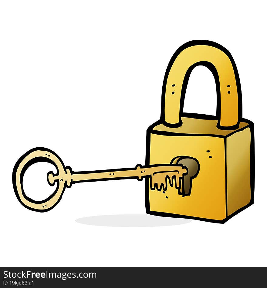 cartoon padlock and key