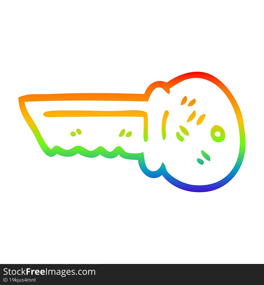 rainbow gradient line drawing cartoon gold key