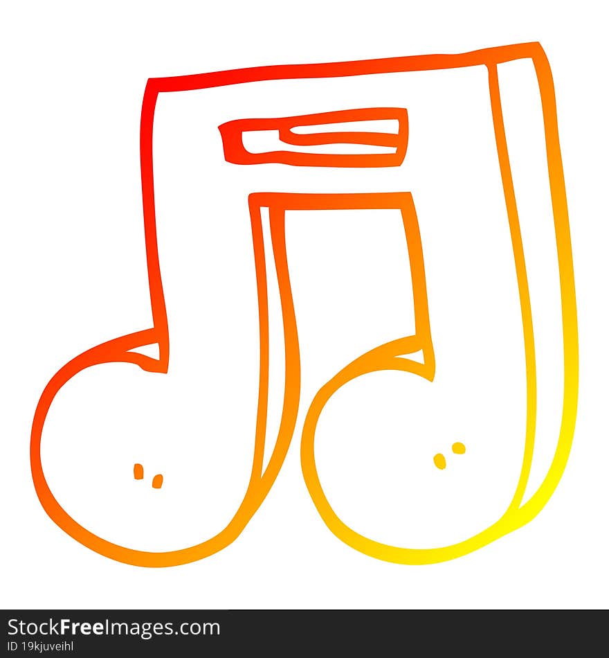 warm gradient line drawing of a cartoon musical notes