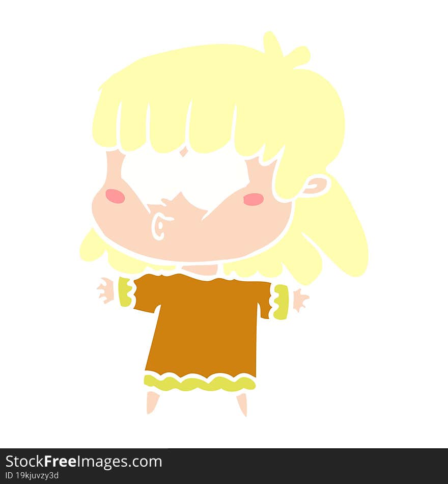 flat color style cartoon whistling girl