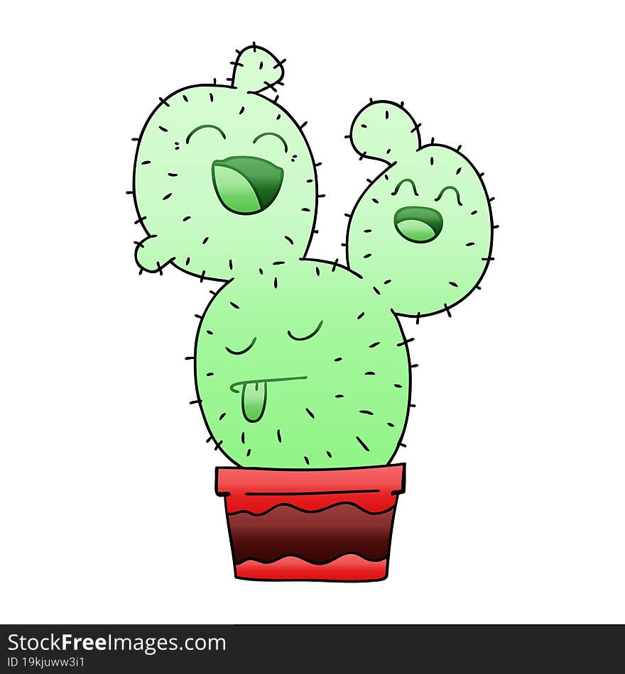 quirky gradient shaded cartoon cactus