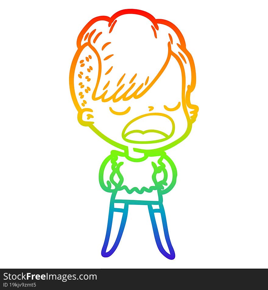 rainbow gradient line drawing cartoon cool hipster girl talking