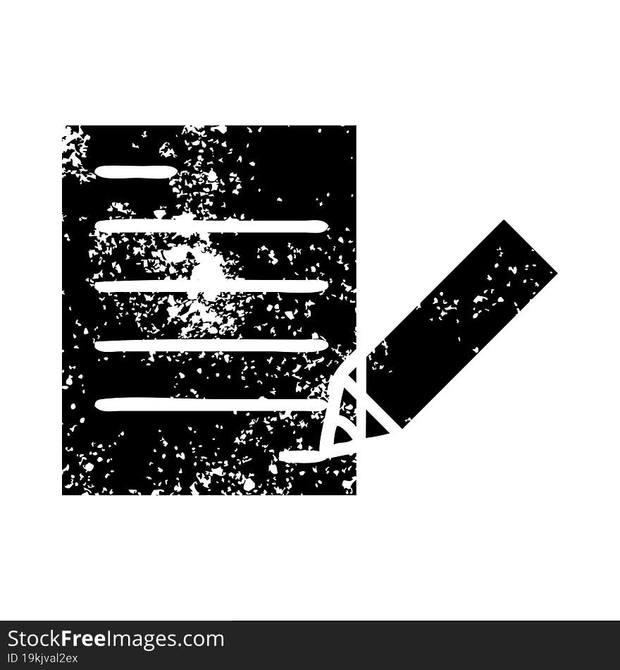 distressed symbol of writing a document