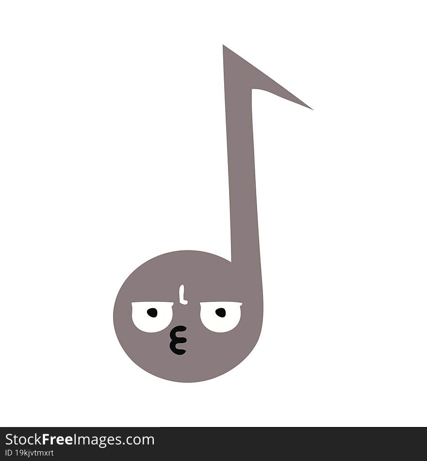 flat color retro cartoon of a musical note