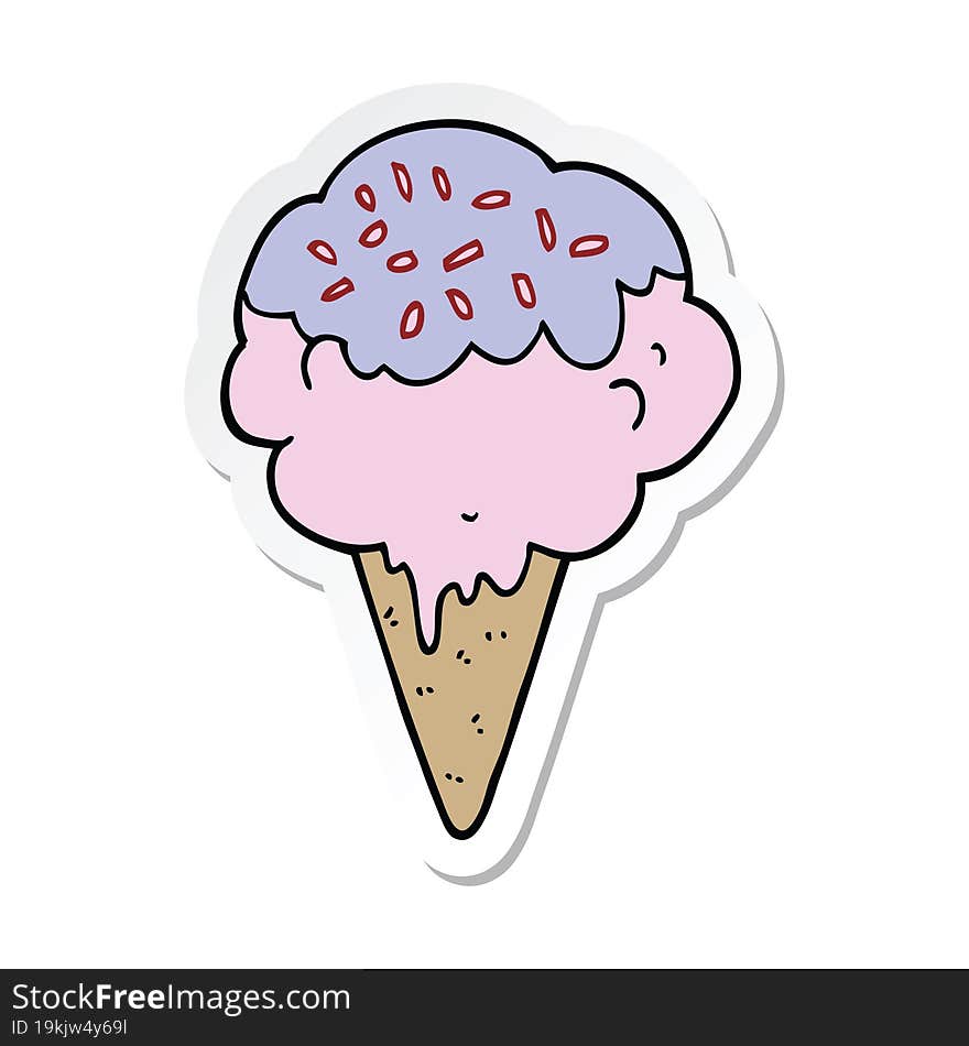 sticker of a cartoon ice cream