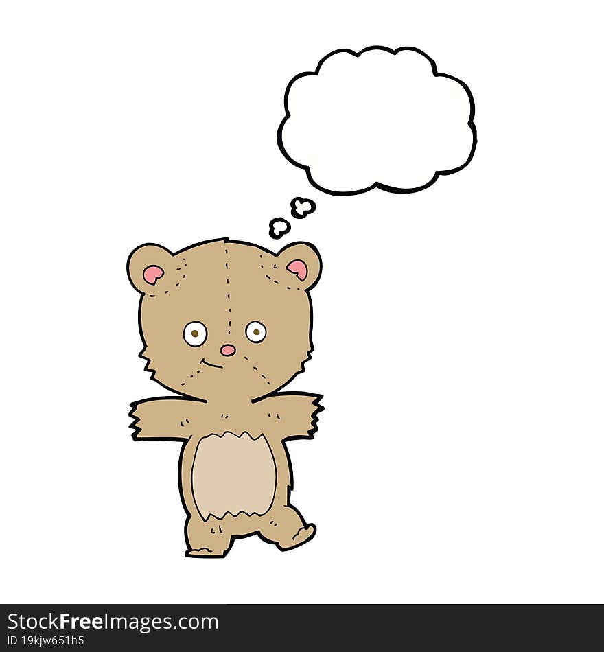 cartoon funny teddy bear with thought bubble