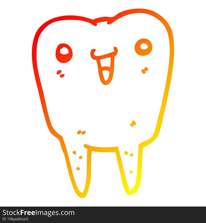 warm gradient line drawing cartoon tooth