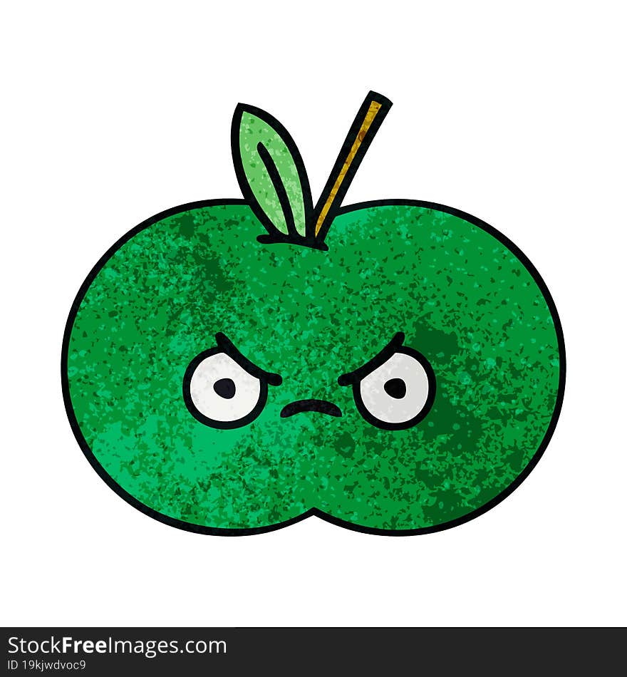 Retro Grunge Texture Cartoon Juicy Apple