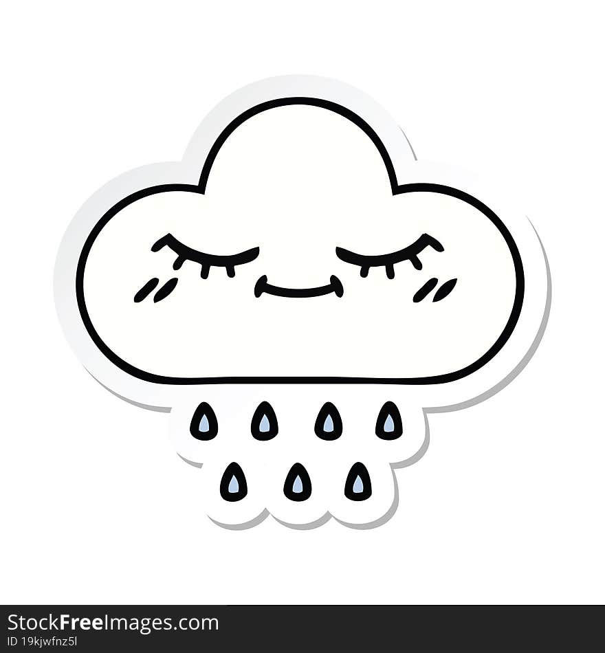 sticker of a cute cartoon rain cloud