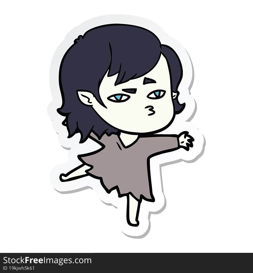 sticker of a cartoon vampire girl