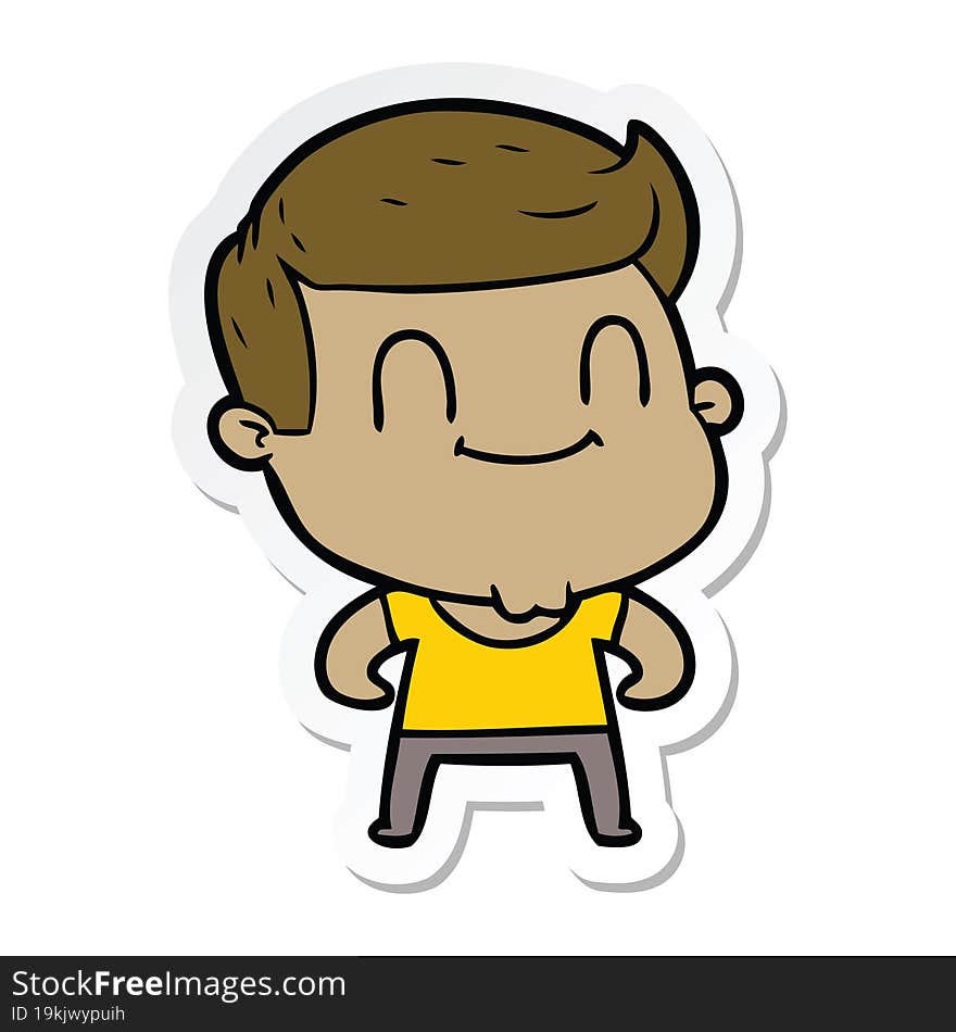 Sticker Of A Cartoon Friendly Man