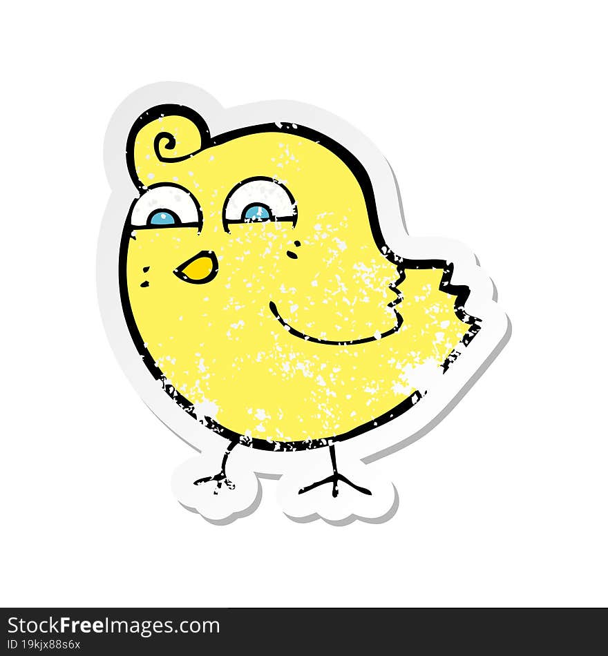 retro distressed sticker of a cartoon funny bird