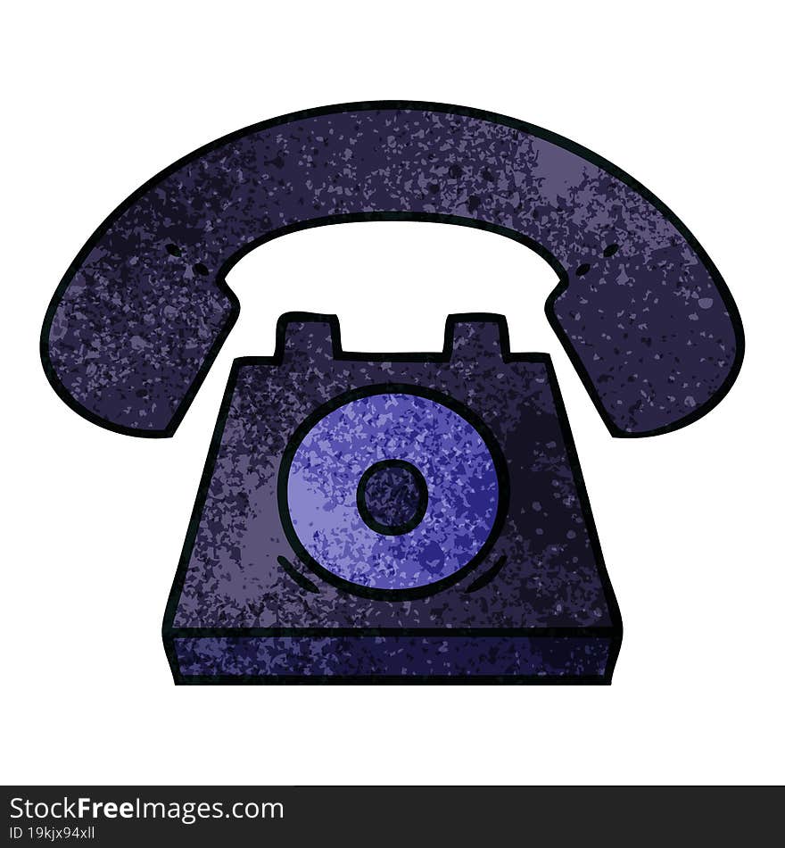 retro grunge texture cartoon of a old telephone