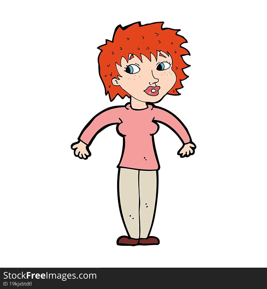 cartoon woman shrugging shoulders