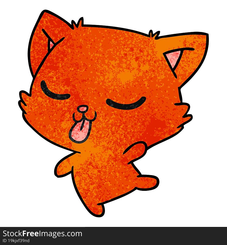 textured cartoon of cute kawaii cat