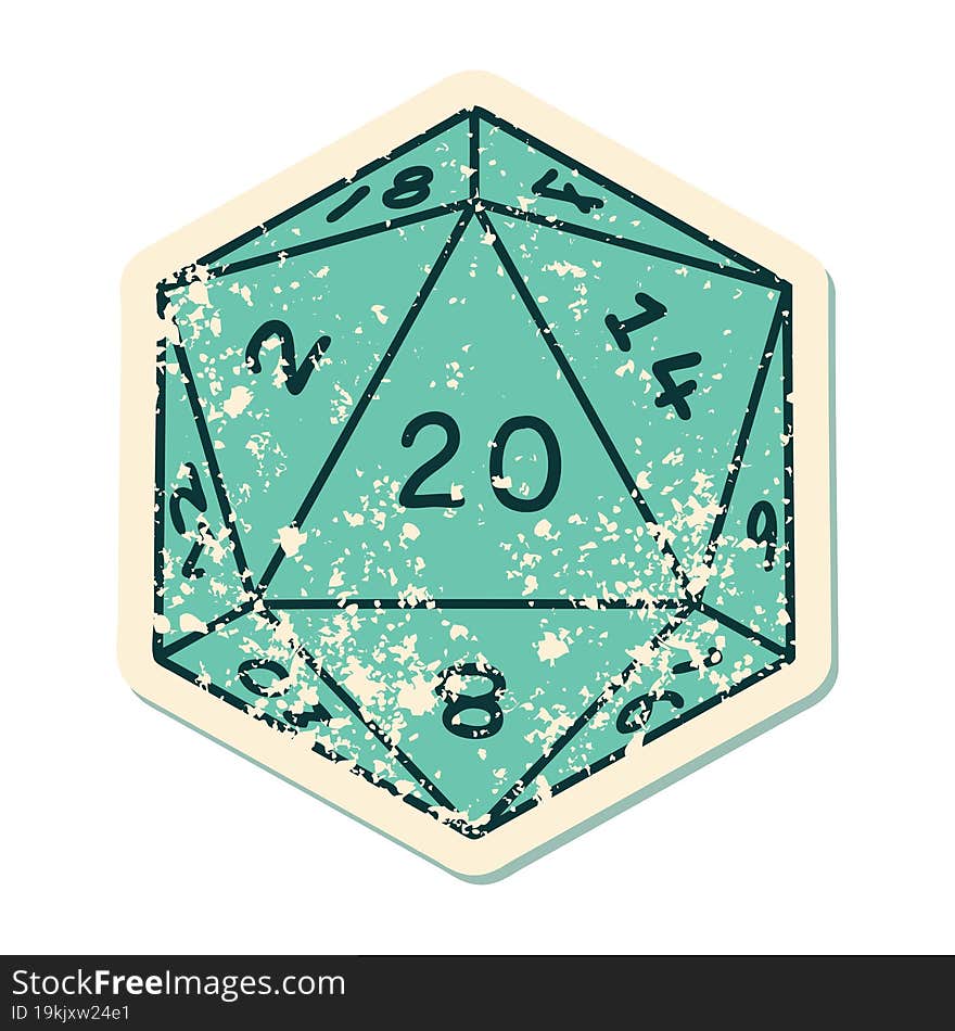 Natural 20 D20 Dice Roll Illustration