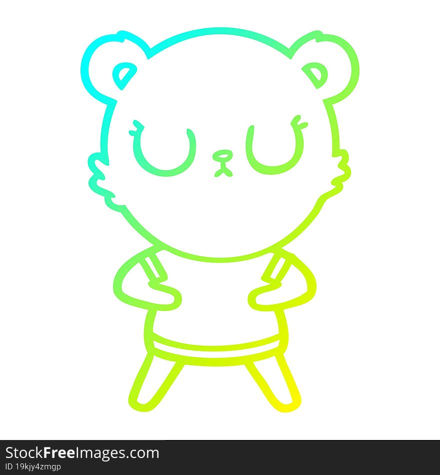 Cold Gradient Line Drawing Peaceful Cartoon Bear