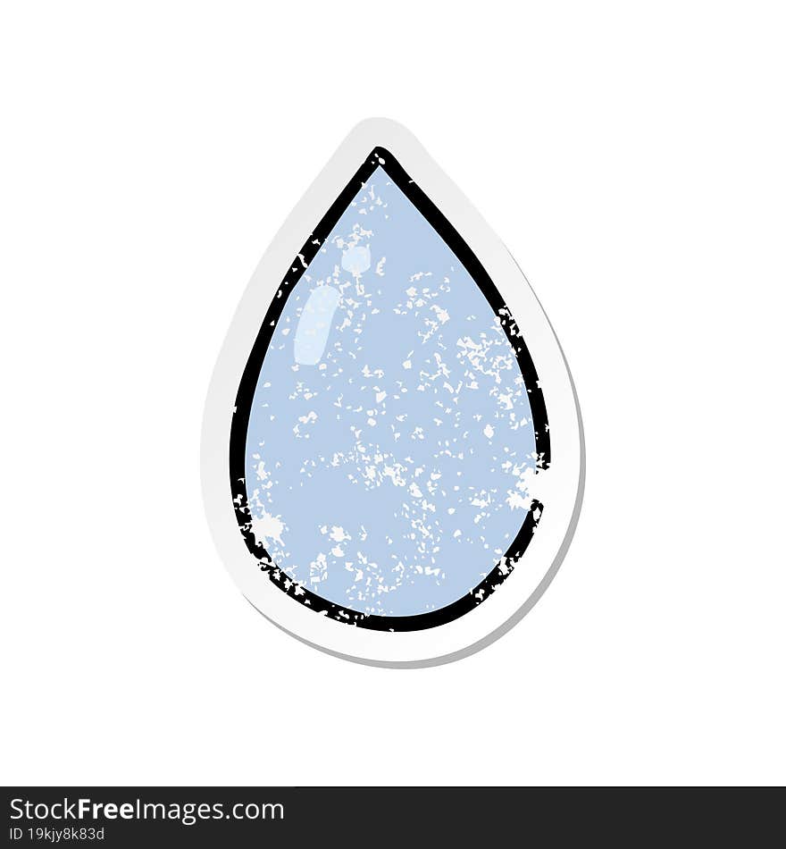 distressed sticker of a cartoon water droplet