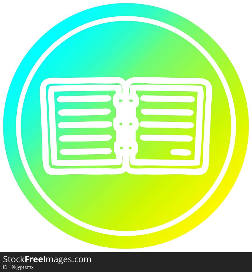 note book circular in cold gradient spectrum