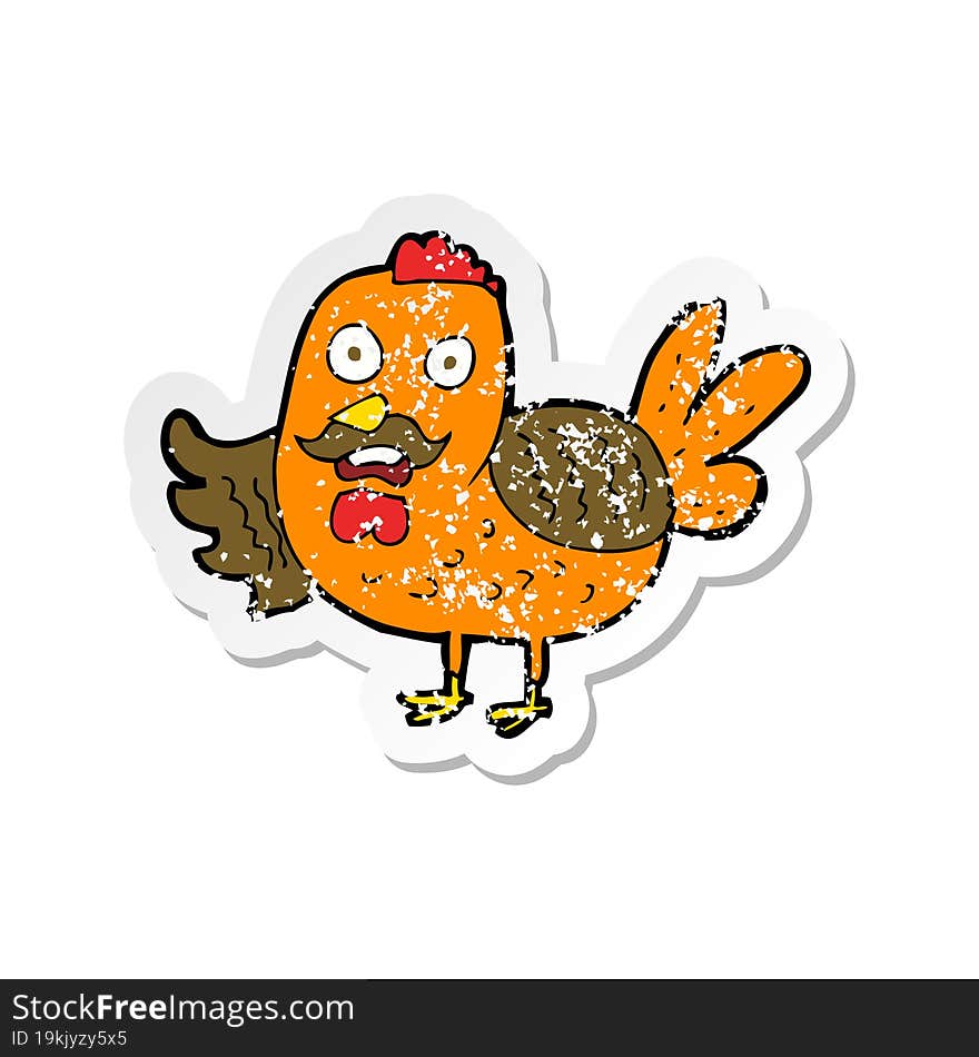 retro distressed sticker of a cartoon old rooster