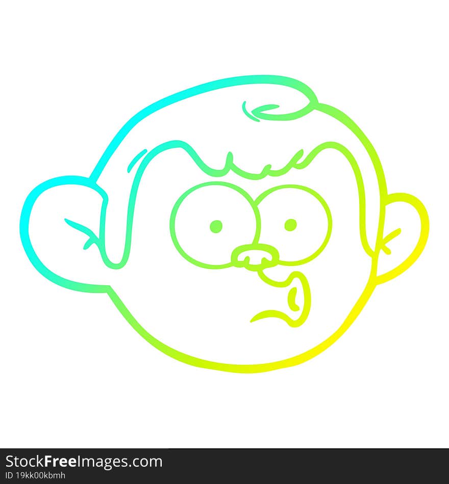 cold gradient line drawing cartoon monkey face