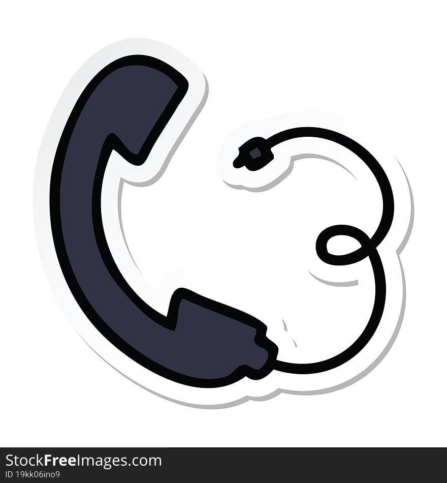 sticker of a cute cartoon telephone handset