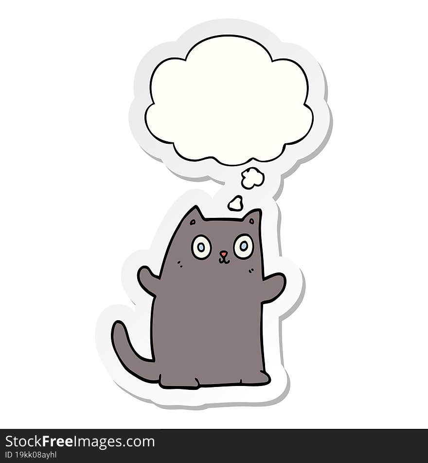 cartoon cat with thought bubble as a printed sticker