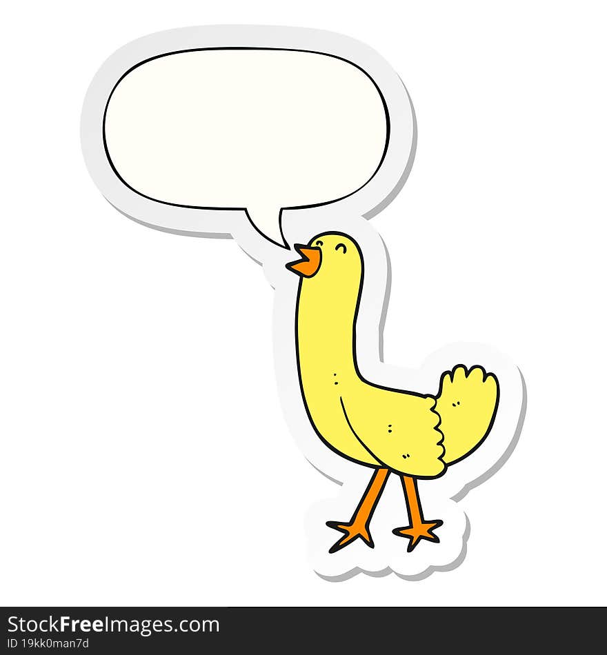 cartoon bird with speech bubble sticker. cartoon bird with speech bubble sticker