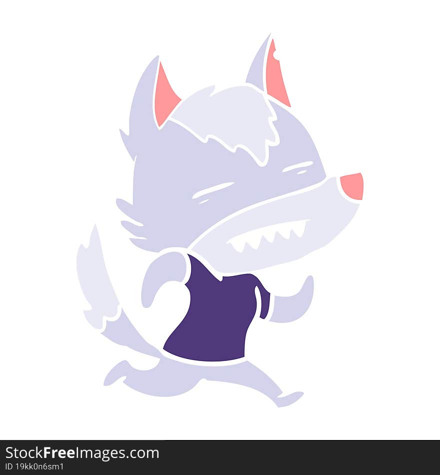 Flat Color Style Cartoon Wolf Showing Teeth