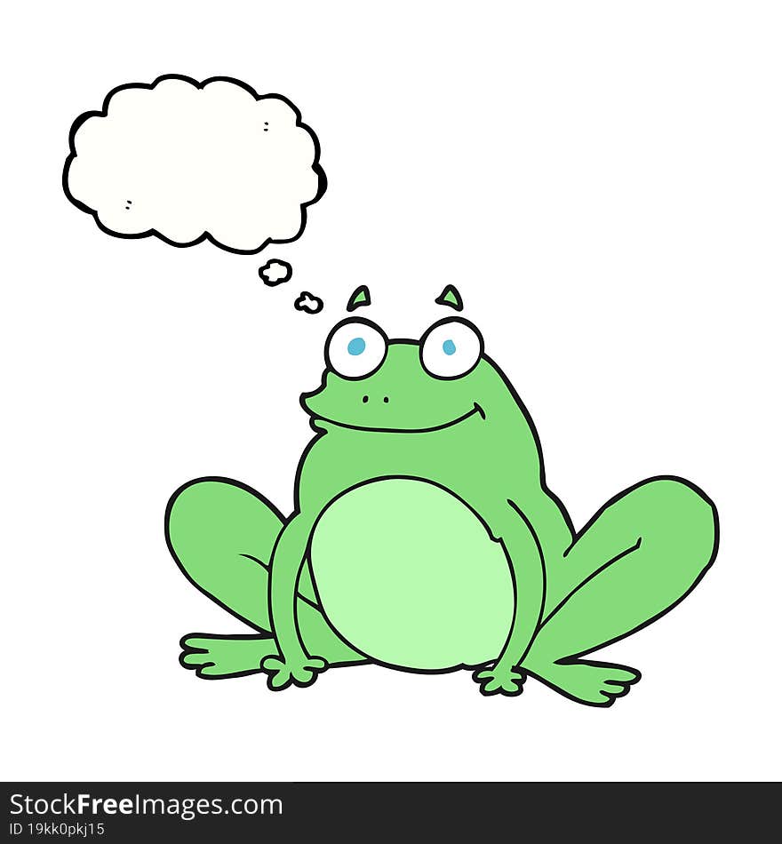 freehand drawn thought bubble cartoon happy frog