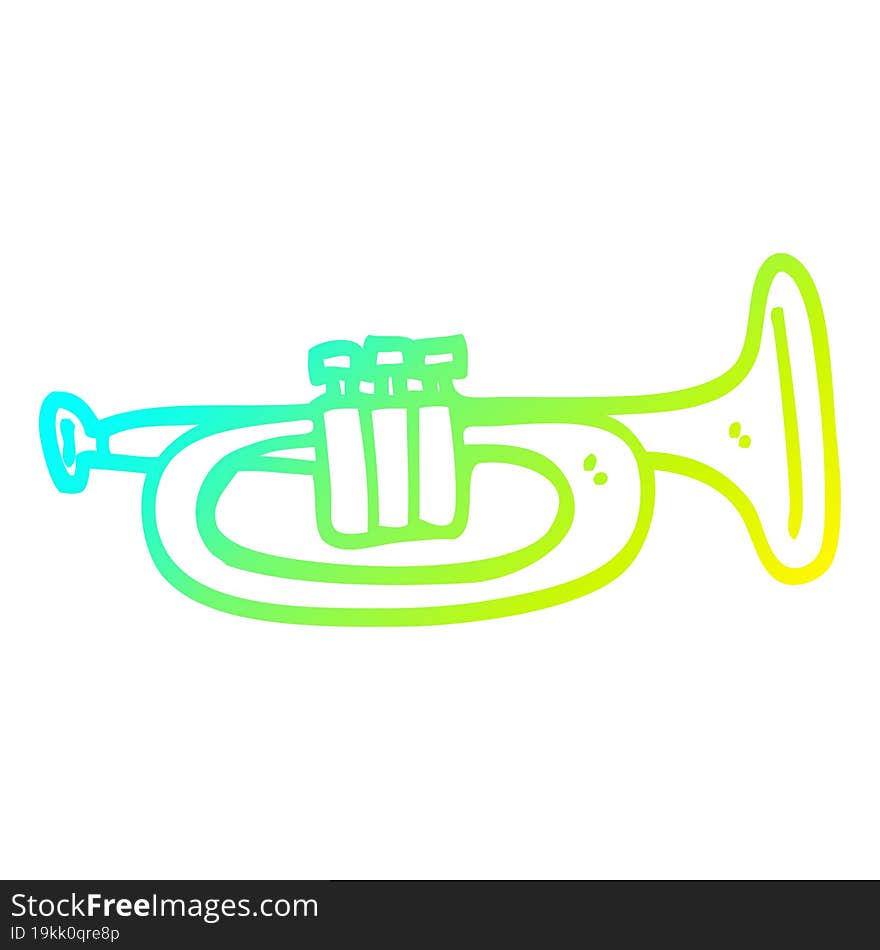 cold gradient line drawing cartoon trumpet