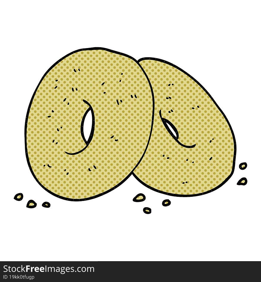 freehand drawn cartoon bagels