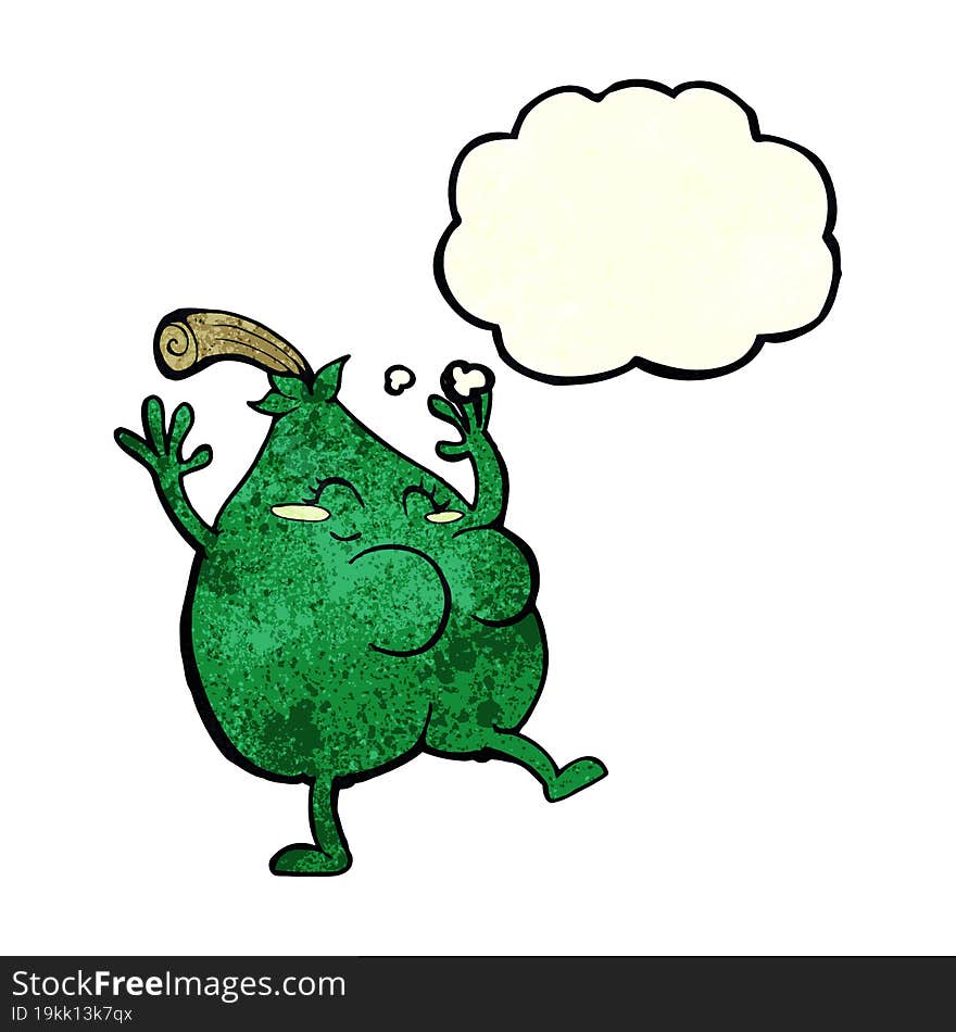 a nice pear cartoon with thought bubble