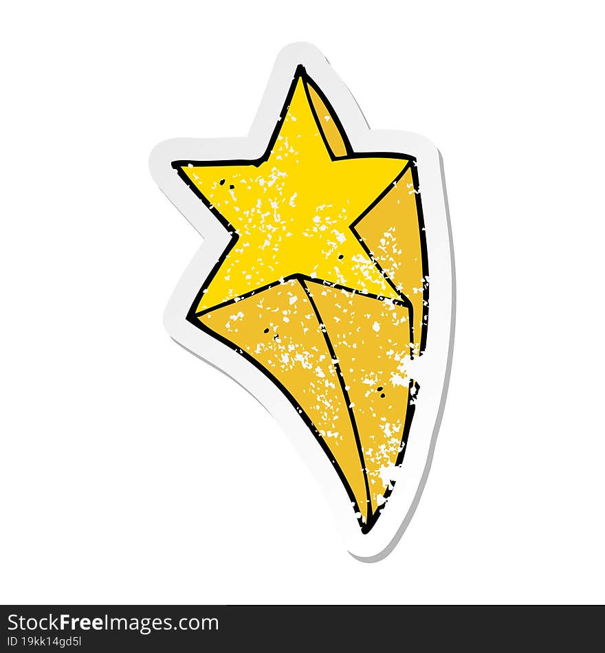 distressed sticker of a cartoon shooting star